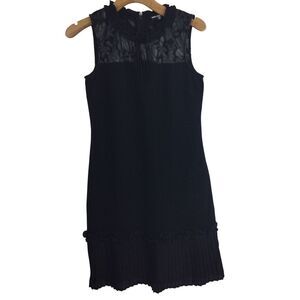 Karl Lagerfeld Paris Womens Classic Chiffon Pleat Sleeveless Dress Black Size 6